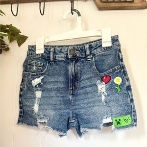 🩵 Justice x Minecraft Distressed Denim Shorts | Size 10 Girls 👾✨